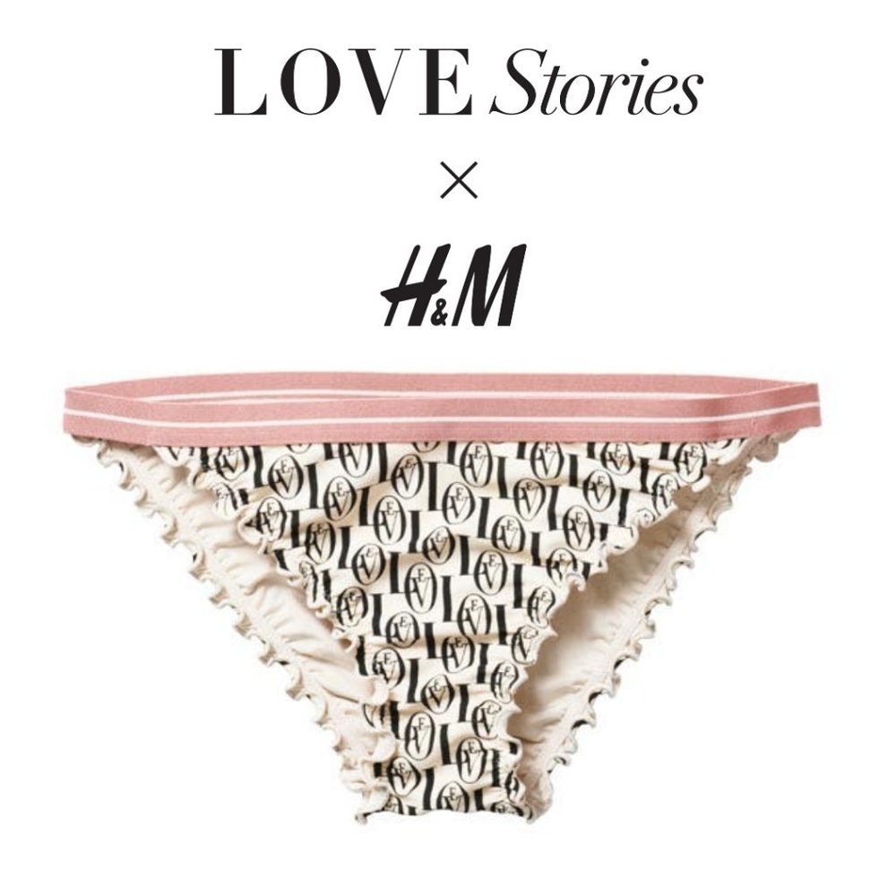Love Stories x H&M sz2 Swim Club Bikini HOT COLLAB Bottoms Ruffle Swimsuit Beach